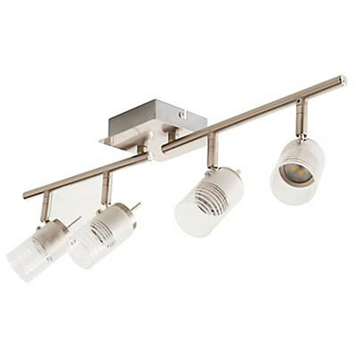LED Ceiling Light 4 Way Spotlight Gloss Silver Warm White Kitchen Bar Lamp - Image 1