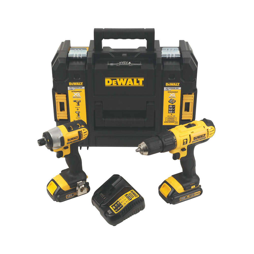 DeWalt Combi Drill & Impact Driver DCZ298S2T-BQGB 18V 1.5Ah Cordless Twin Pack - Image 1