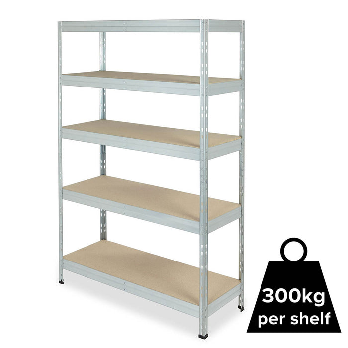 Garage Shelving Unit 5 Tier Racking HDF Steel Grey (H)1800mm (W)1200mm (D)450mm - Image 4