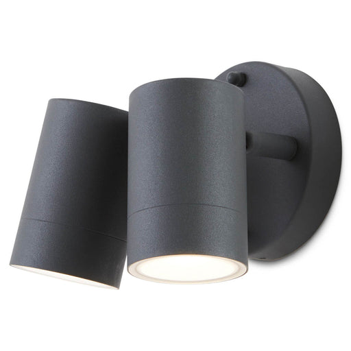 Outdoor Wall Light LED 2 Lamp Warm White Stainless Steel Matt Charcoal Grey - Image 1