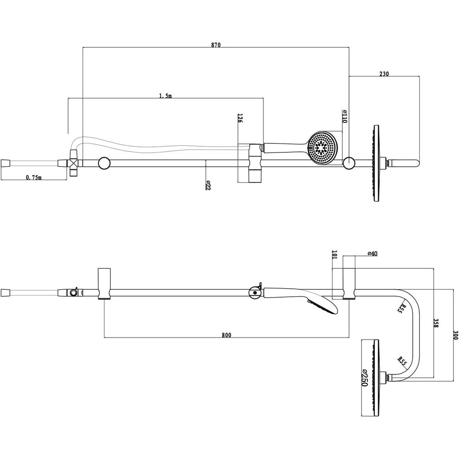 GoodHome Cavally Wall-mounted Diverter Shower kit with 1 shower heads - Image 2