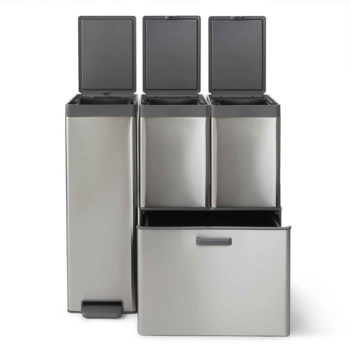 GoodHome Kitchen Bin Kora Brushed Anthracite Metal & Plastic Freestanding 15L - Image 4