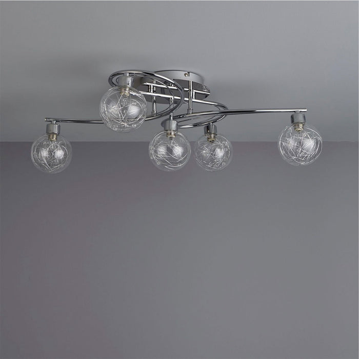 Ceiling Light 5 Lamp Spotlight Gloss Chrome Effect G9 IP20 Contemporary 25W 240V - Image 3