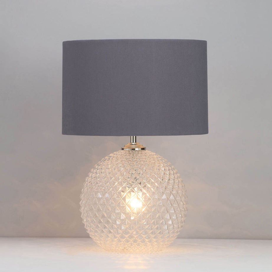 Table Lamp Bedside Light Pineapple Grey Shade Bedroom Living Room Modern 42W - Image 3