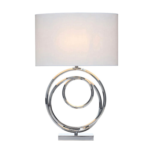 Table Lamp Spiral Polished Chrome Effect Drum Desk Bedroom Bedside Light 42W - Image 1