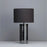 Table Light Glass Ombre Grey Smoke Nickel Effect Cylinder Bedroom Lamp - Image 1