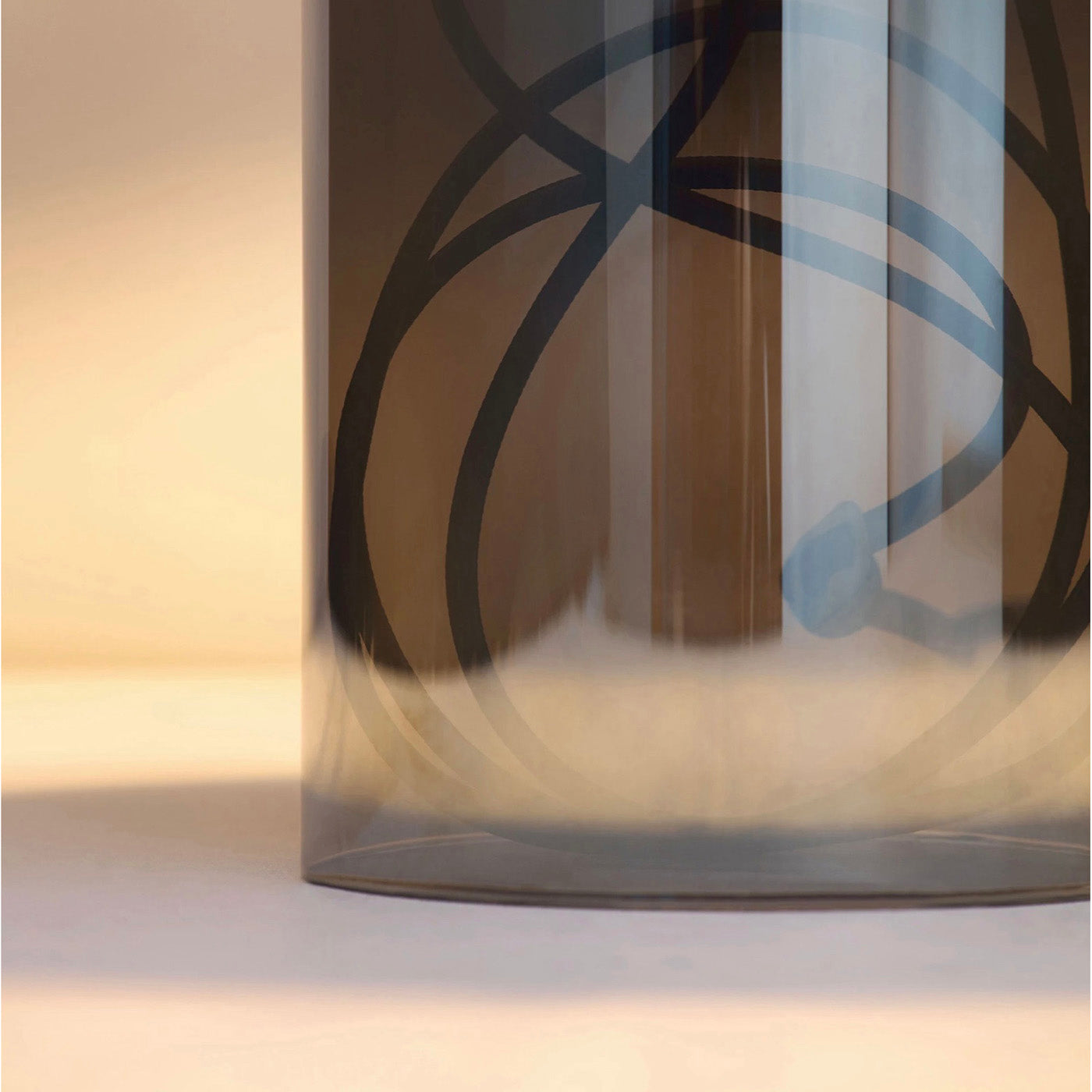 Table Light Glass Ombre Grey Smoke Nickel Effect Cylinder Bedroom Lamp - Image 4