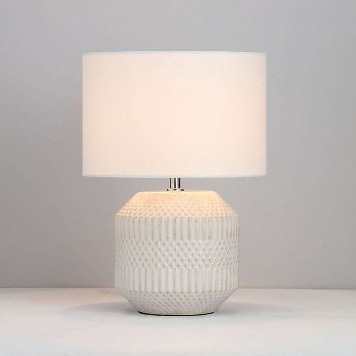 Inlight Table Light Ceramic White Glazed Base Bedside Lamp Round Modern - Image 2