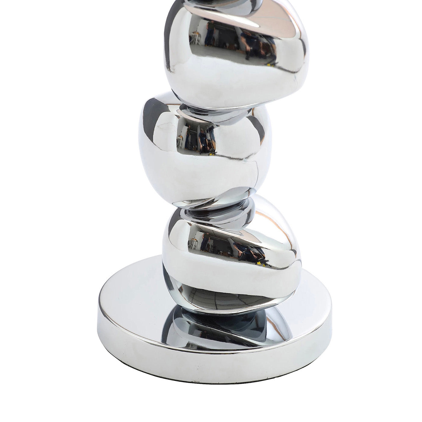 Inlight Table Lamp Himalia Pebble Polished Chrome Effect Bedroom Modern Drum - Image 4