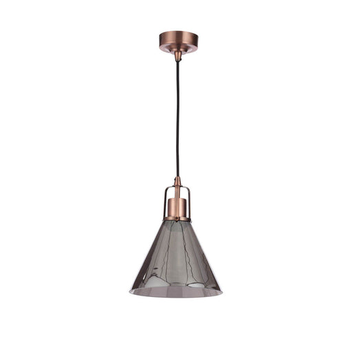Dafyd Ceiling Light Pendant Copper Smoke Glass Modern Bedroom Lounge E27 42W - Image 1