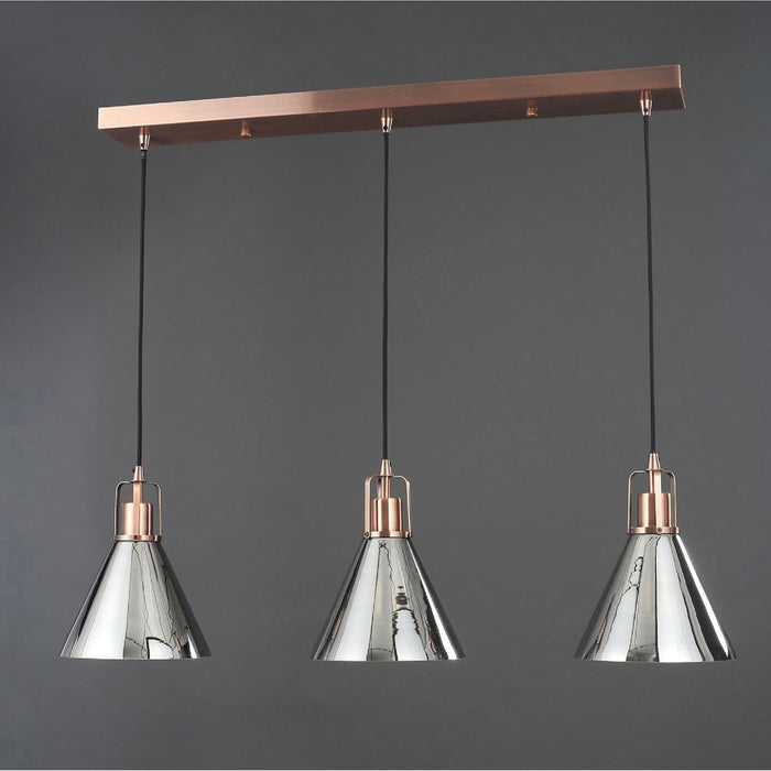 Ceiling Light 3 Way Smoke Glass Metal Antique Copper Living Bedroom Modern 42W - Image 2