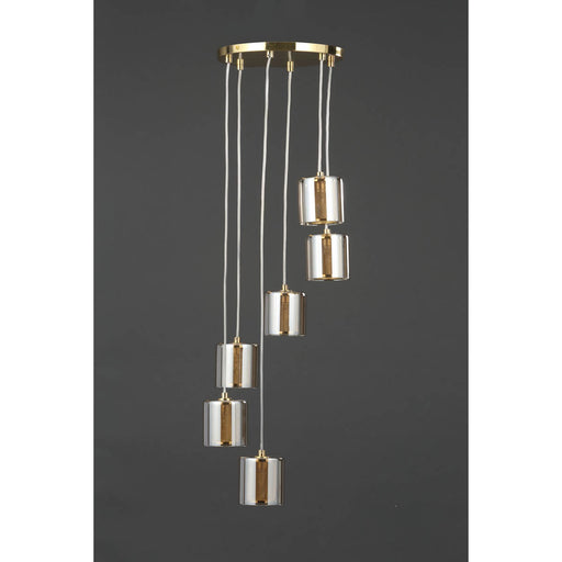 Inlight Forde Flush Satin Glass & metal Brass effect 6 Lamp Ceiling light - Image 1