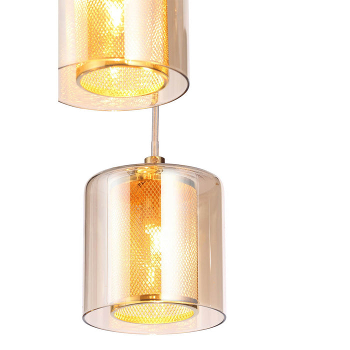 Ceiling Light 6 Way Multi Arm Hanging Satin Glass Metal Brass Effect Glass Shade - Image 3