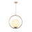 Pendant Ceiling Light LED Hoop Ball Opal Glass Satin Brass Effect Vintage - Image 1