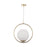 Pendant Ceiling Light LED Hoop Ball Opal Glass Satin Brass Effect Vintage - Image 2