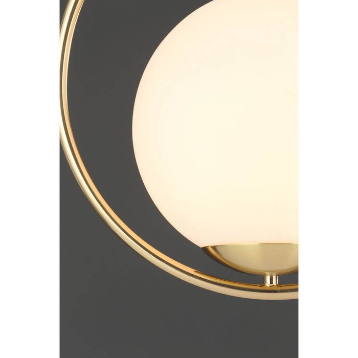 Pendant Ceiling Light LED Hoop Ball Opal Glass Satin Brass Effect Vintage - Image 4