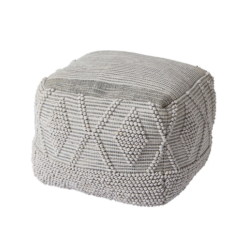 Pouffe Footstool Grey Square Crochet Stitch Bean Bag Seat Indoor Outdoor - Image 1