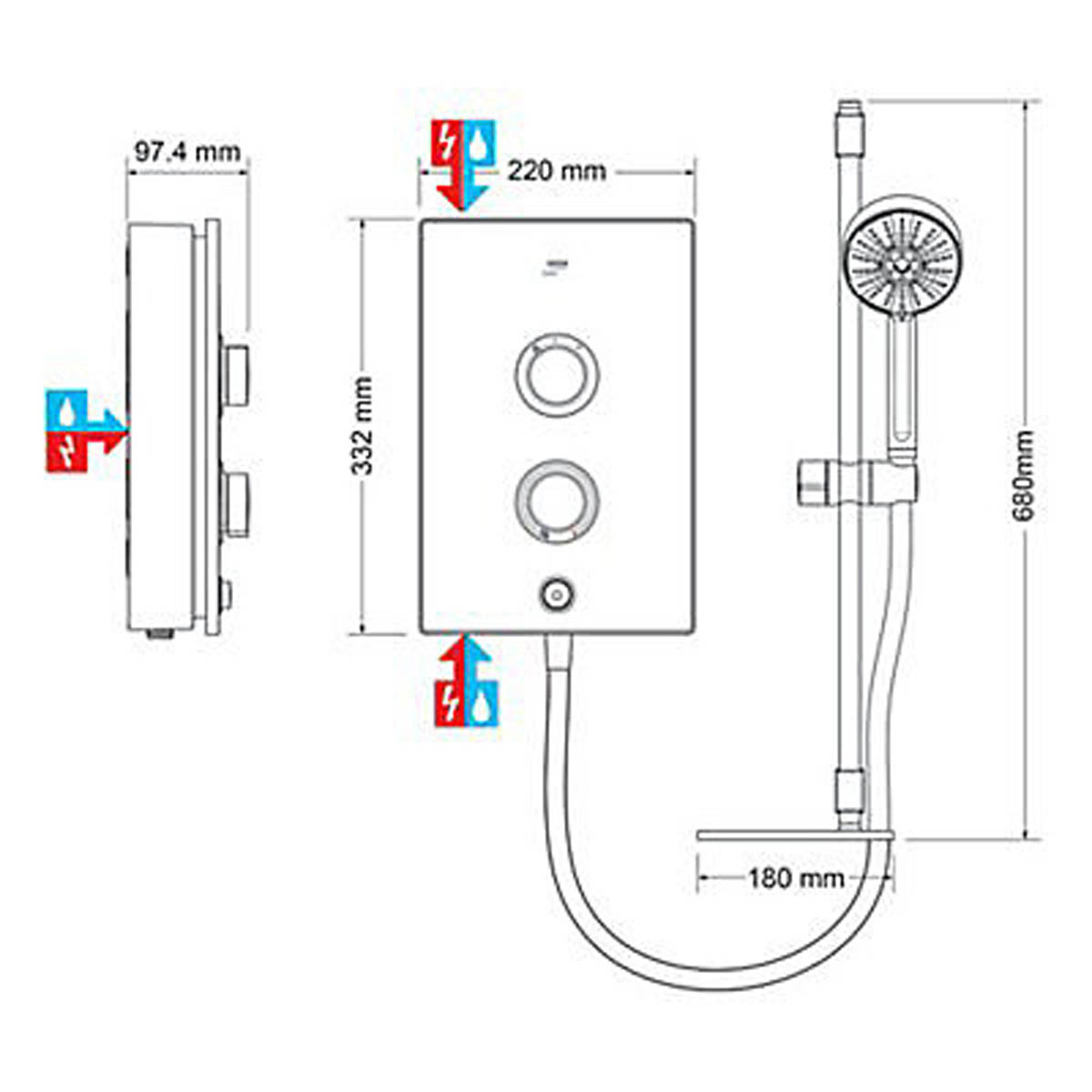 Mira Electric Shower 8.5kW Black Onyx Manual 4 Spray Pattern Round Modern - Image 3