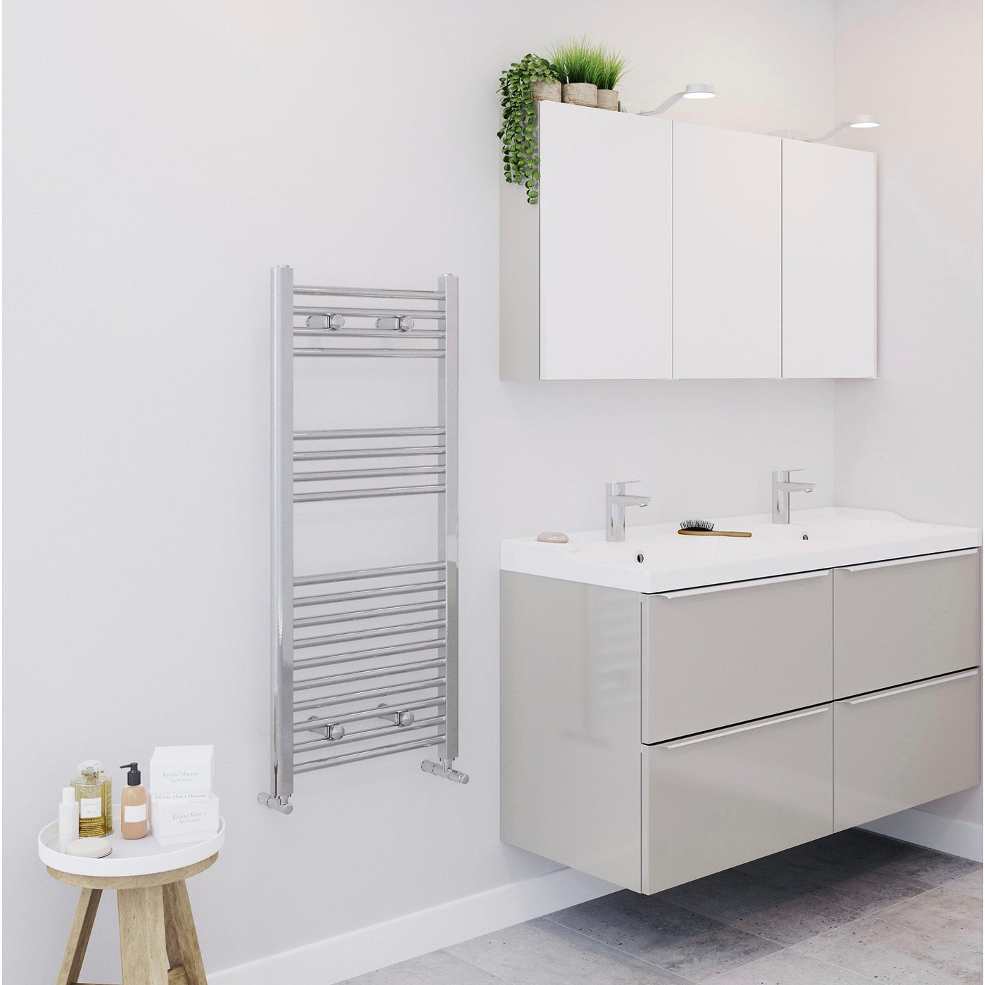Blyss Towel Vertical Warmer Rail Radiator 274W Chrome (H)1000 x (W)450mm - Image 2