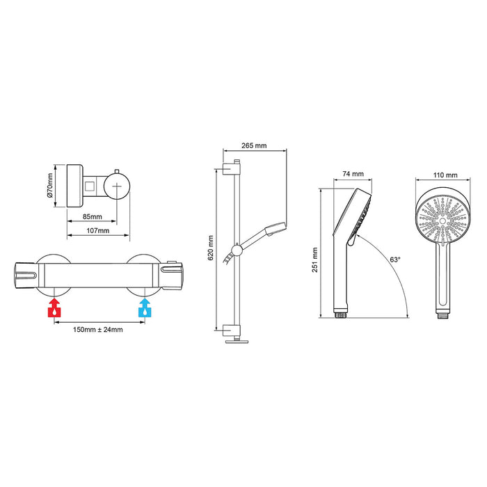 Mira Shower Thermostat Temperature Control Atom 4 Spray Pattern Chrome Effect - Image 3