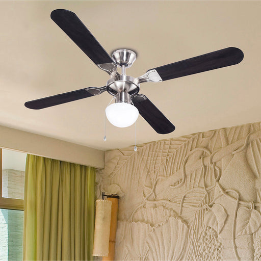 Colours Ceiling Fan Light Hetti Modern Brushed Chrome Effect - Image 1