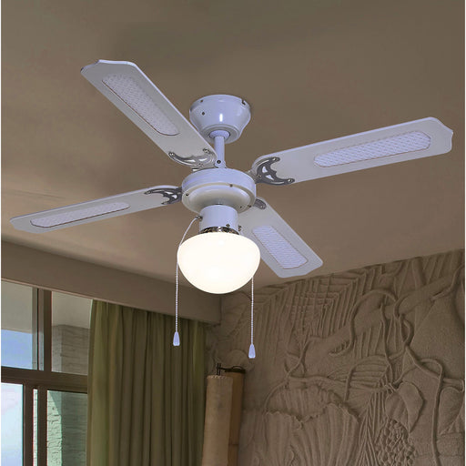 Colours Ceiling Fan Light Lari Traditional Matt White With 3 Speed Settings - Image 1
