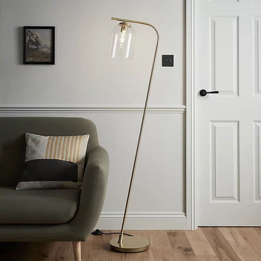 Floor Lamp Glass Shade Freestanding Living Office Room Modern Tall 1.5m - Image 1