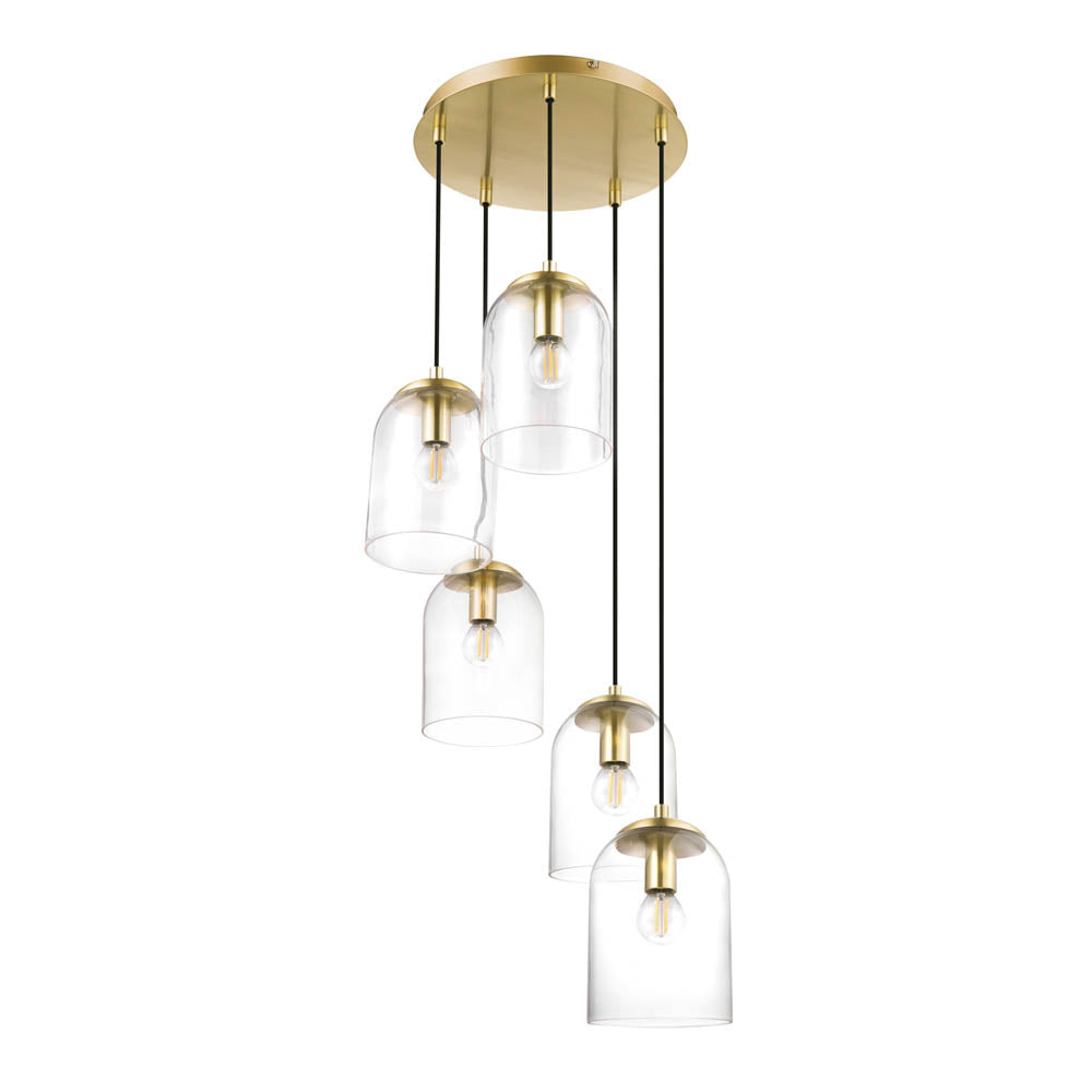 Ceiling Light 5 Lamp Pendant Cascading Chandelier Brass Effect Modern E14 28W - Image 2