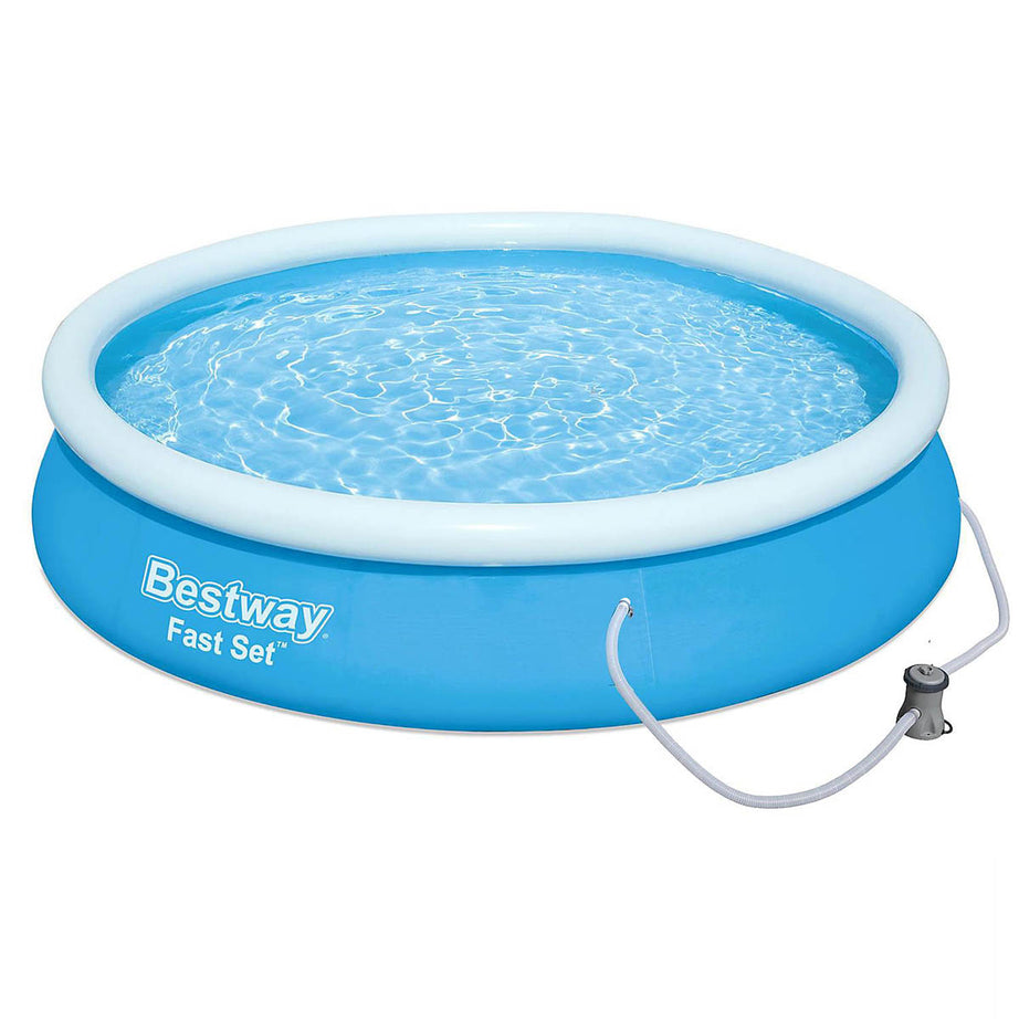 Inflatable Family Paddling Swimming Round Pool 12ft X 30" With Filter Pump, 5377L - Image 1
