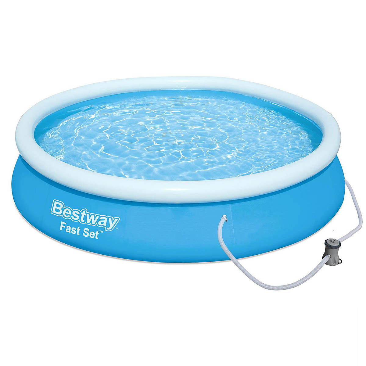 Inflatable Family Paddling Swimming Round Pool 12ft X 30" With Filter Pump, 5377L - Image 1