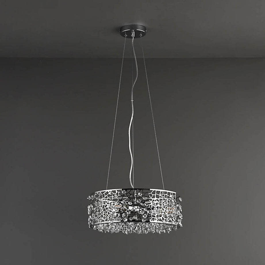 Pendant Ceiling Light 3 Way Chrome Effect Dimmable Modern Stylish Glass Beads - Image 2