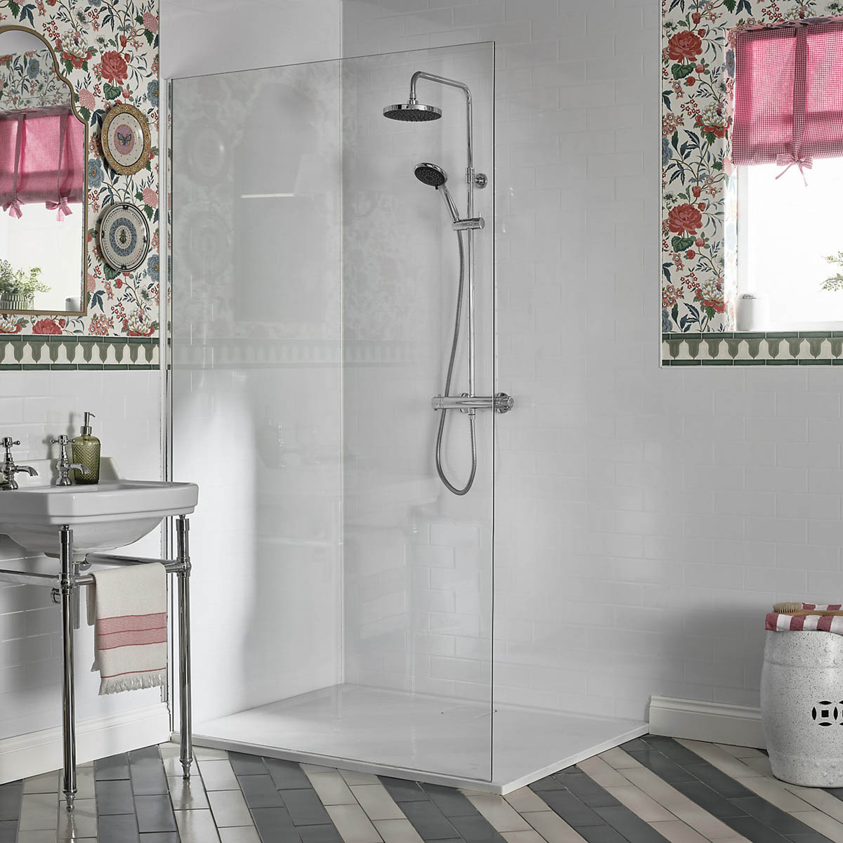 Mixer Shower Thermostatic Diverter Dual Head Round Chrome Effect Rear Fed - Image 4