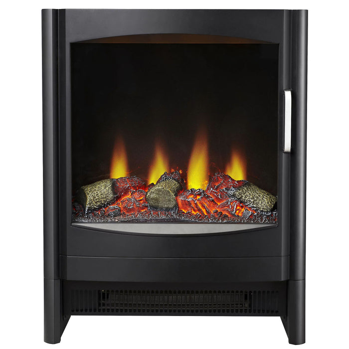 Electric Stove Heater Fireplace LED Flame Effect Modern Black Freestanding 2KW - Image 2