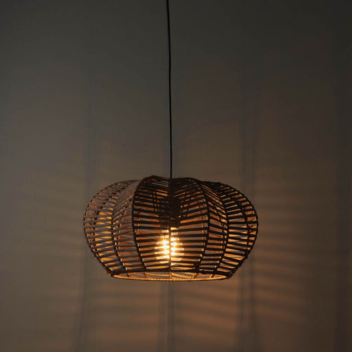 Pendant Ceiling Light Warm White Matt Rattan Steel Brown Dimmable Adjustable - Image 1