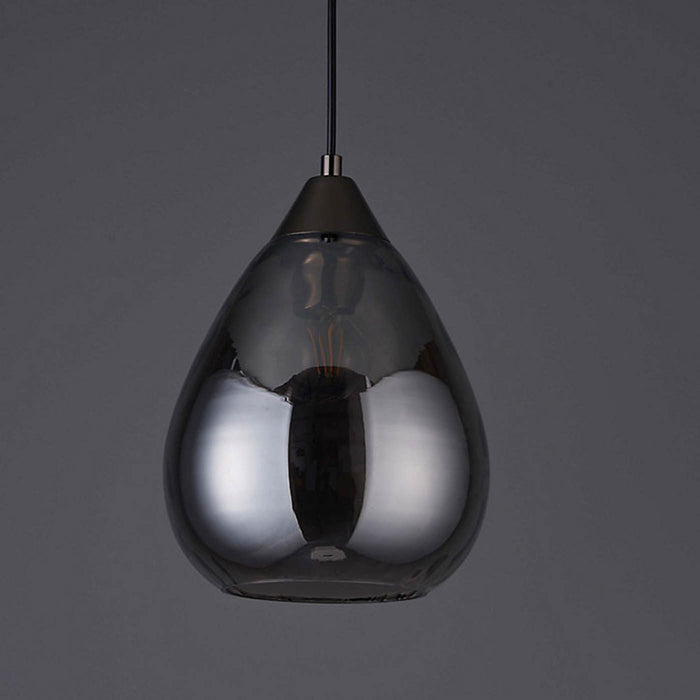 Pendant Ceiling Light Teardrop Dimmable Black Smoky Glass Shade Warm White - Image 5
