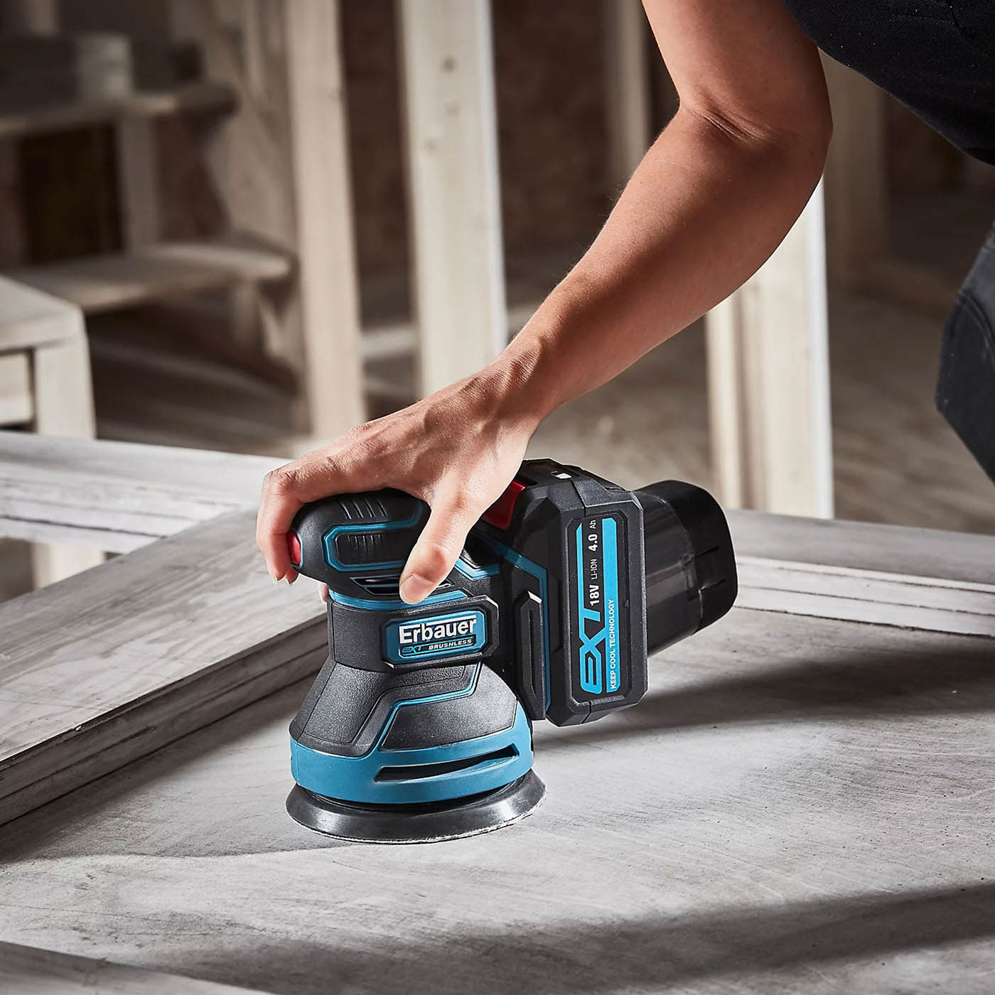 Erbauer Random Orbit Sander Cordless 18V ERO18-Li Variable Speed Body Only - Image 2