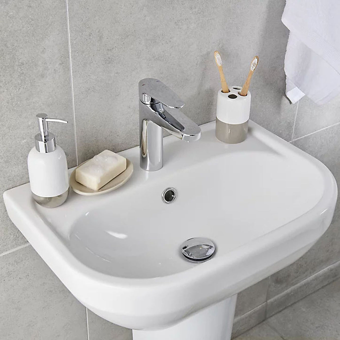 Bathroom Basin Tap Mono Mixer Tall Brass ¼ Turn Operation Waste Modern Faucet - Image 4