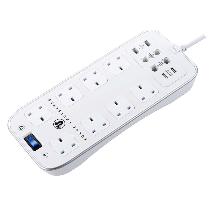 Masterplug 8 socket Extension Lead SRPTU82PW2-BD Power Indicator 2m White - Image 3