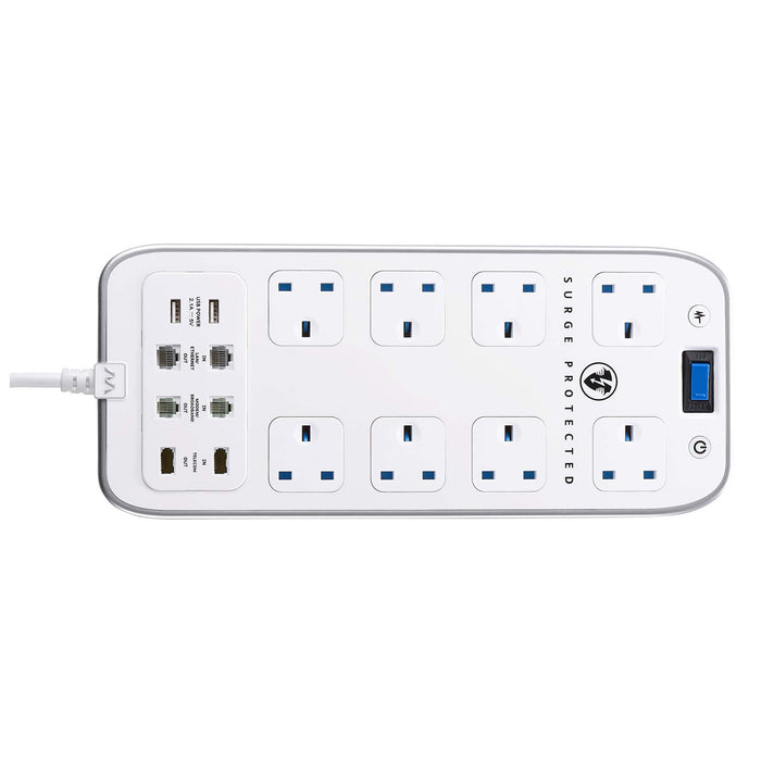 Masterplug 8 socket Extension Lead SRPTU82PW2-BD Power Indicator 2m White - Image 4