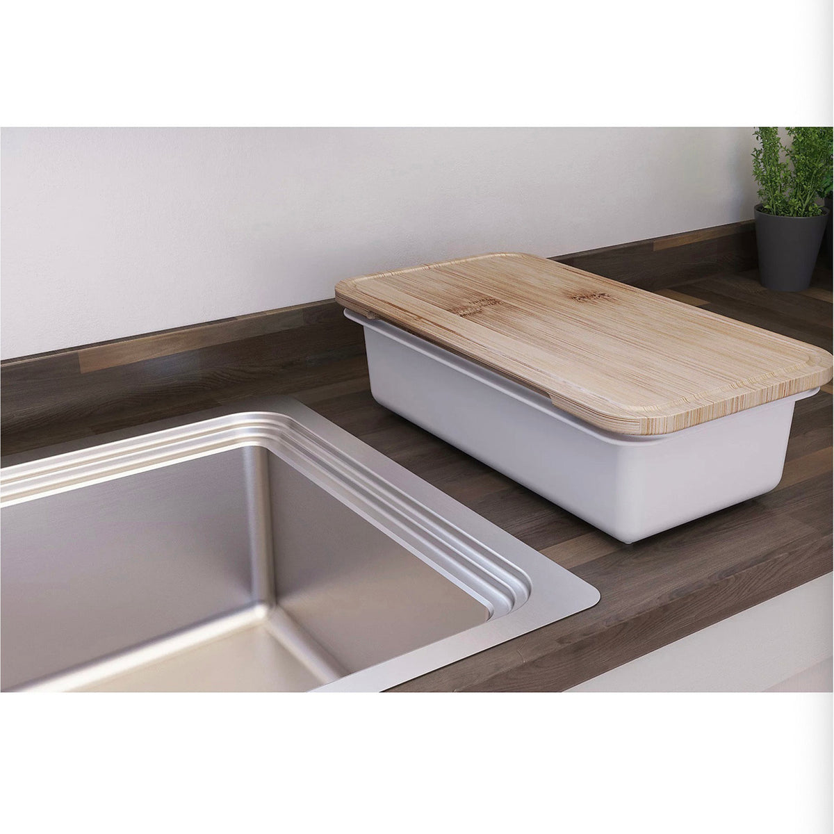 GoodHome Kitchen Sink 1 Bowl Stainless Steel Rectangular (W)511 x (L)560mm - Image 3
