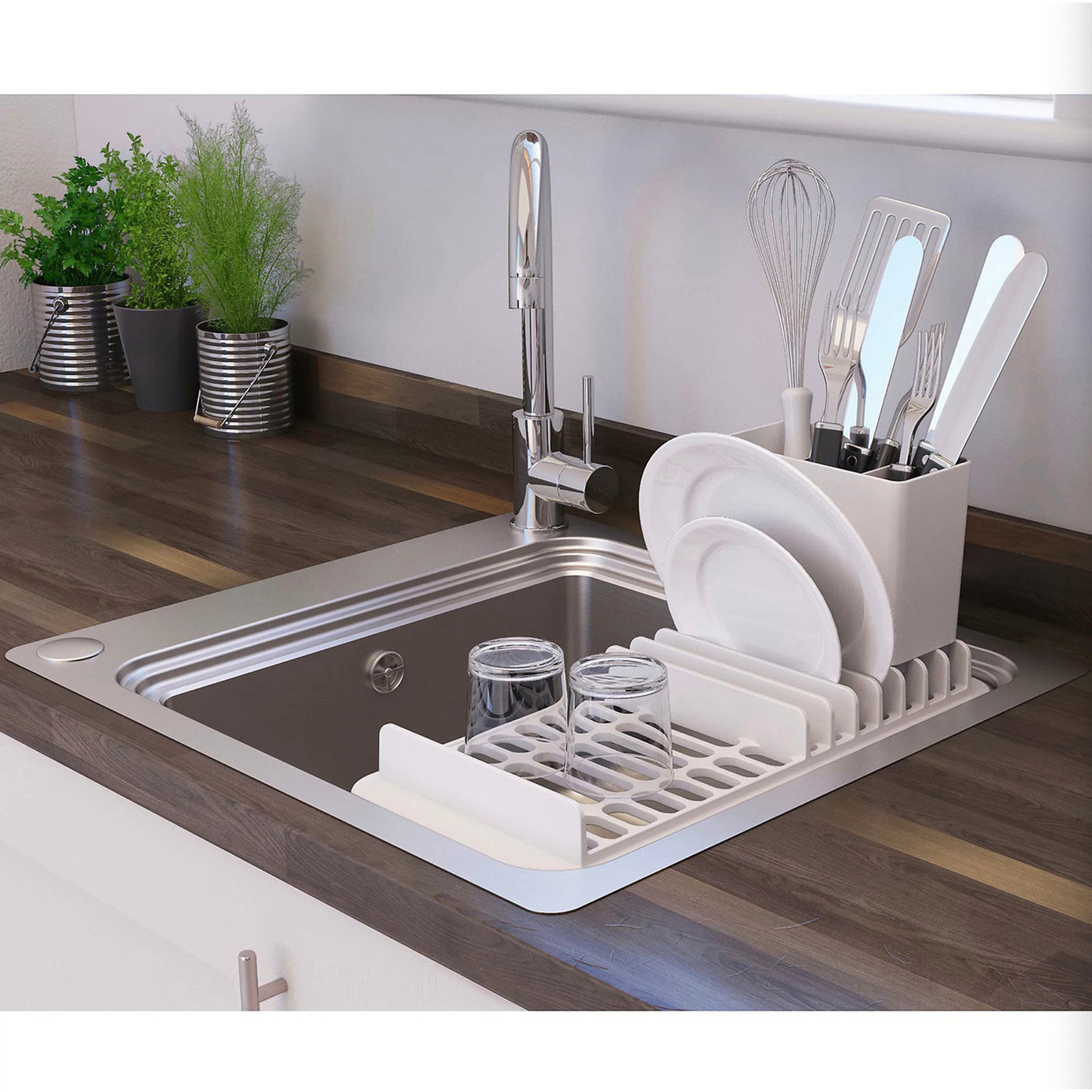 GoodHome Kitchen Sink 1 Bowl Stainless Steel Rectangular (W)511 x (L)560mm - Image 5
