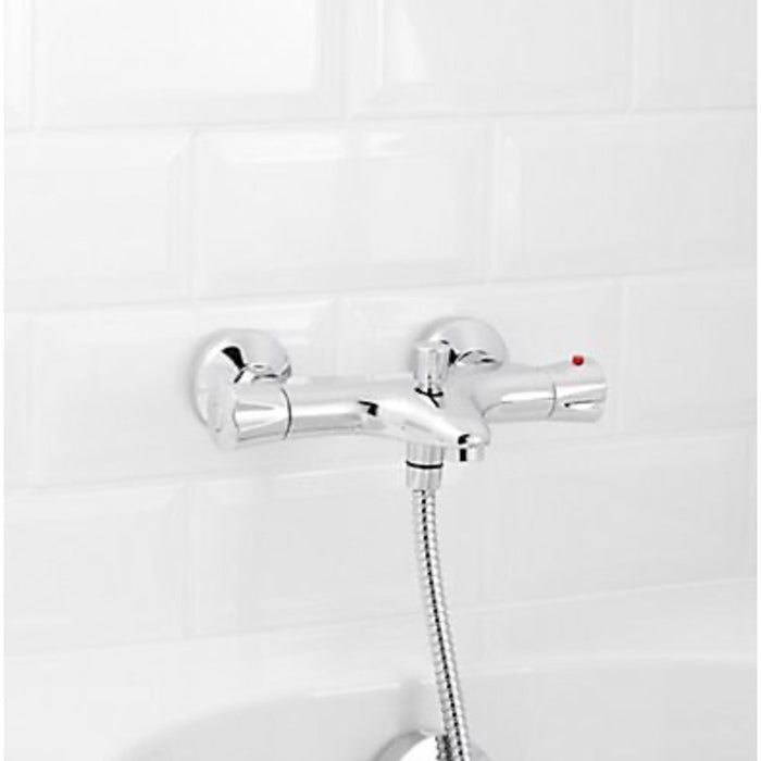 Bath Shower Mixer Tap Chrome Plated Brass Thermostatic Valve Exposed Bar - Image 2