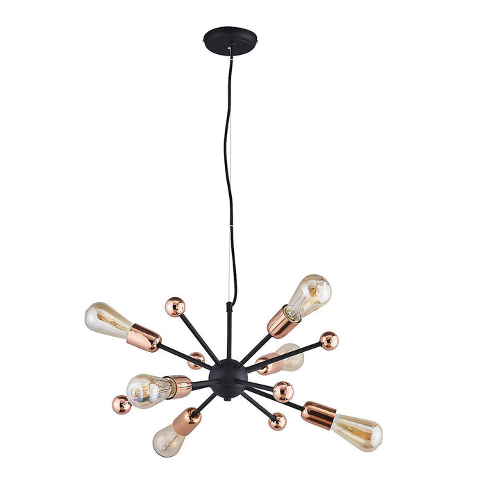 Pendant Ceiling Light 6 Lamp Steel Matt Black Copper Effect Dimmable (Dia)460 mm - Image 3