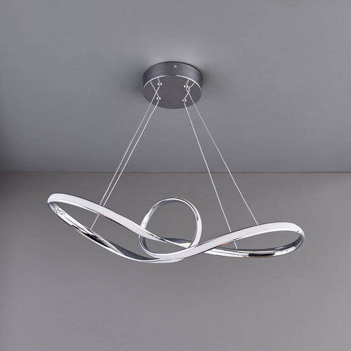 LED Ceiling Light Pendant Steel Chrome Effect Hanging Modern Indoor Livingroom - Image 1