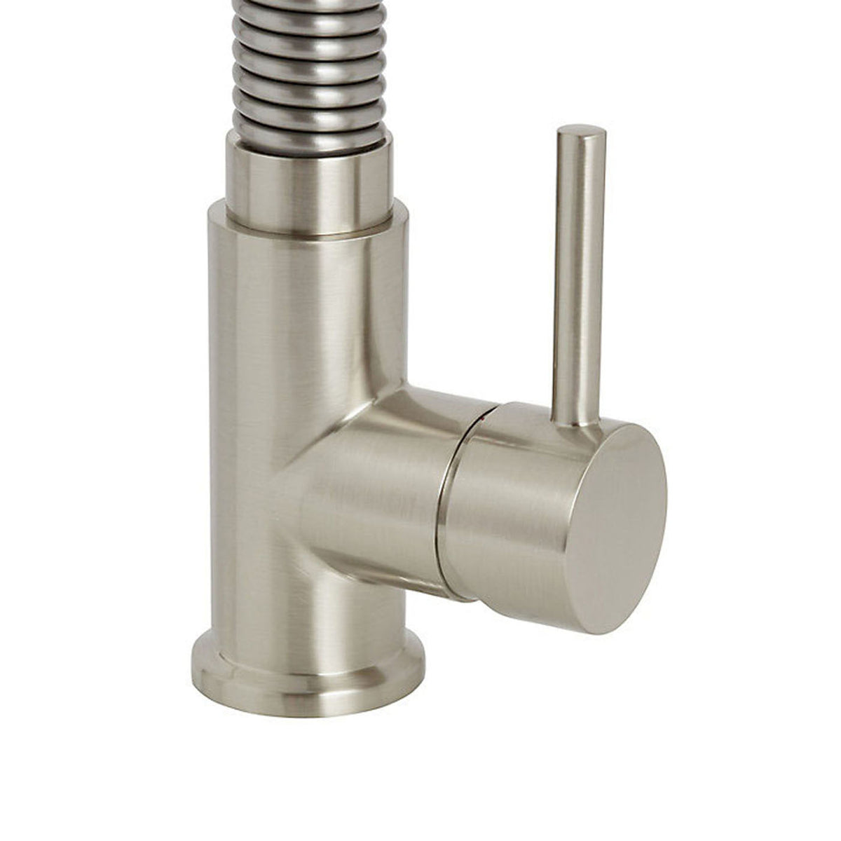 Kitchen Mixer Tap Single Side Lever Spring Neck Modern Nickel Brushed Effect - Image 4