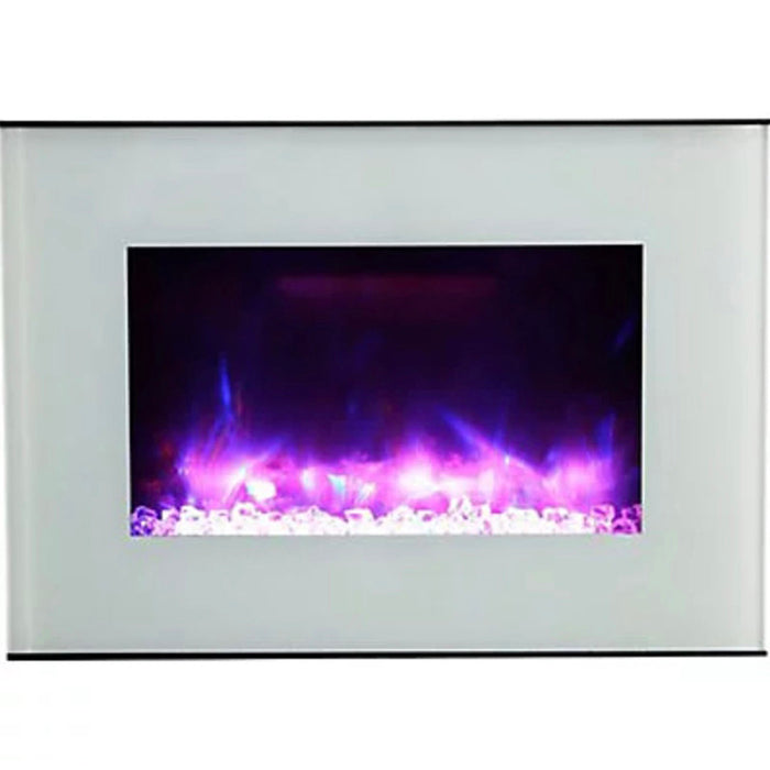 Lingga Electric Fire White Modern Living Room Fireplace With Flame Effect - Image 2