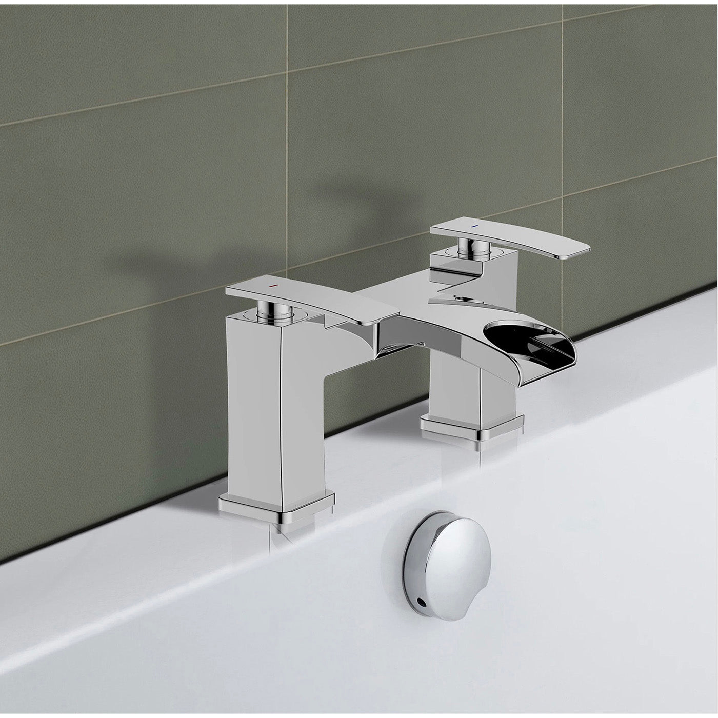 GoodHome Tap Bath Filler Contemporary Modern Chrome Manual High/Low Pressure - Image 2
