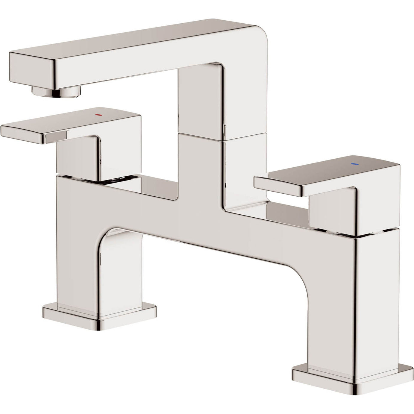Bath Filler Tap Mixer Chrome Dual Lever Brass Square Manual Faucet Modern - Image 1