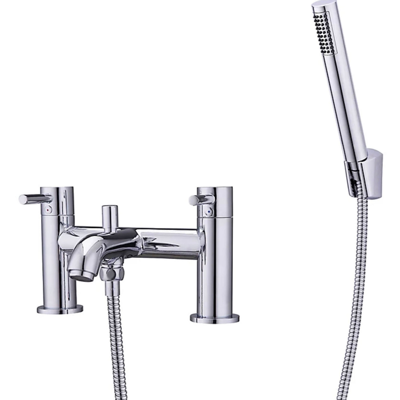 Bath Filler Tap With Hand Held Set Chrome Dual Lever Brass Bathroom Contemporary - Image 1