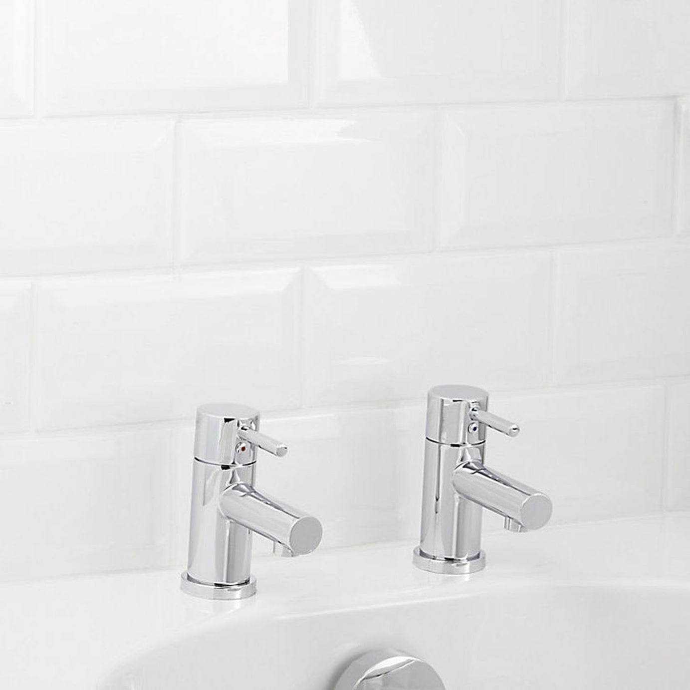 Bath Pillar Taps Set of 2 Pair Bathroom Brass Chrome Plated For High Pressure - Image 2